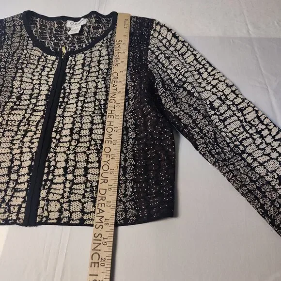 Carmen Marc Valvo Short Blouse Size L Full Zipper Long Sleeve - Picture 5 of 12